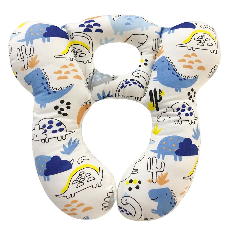 REFLYAWAY Baby Travel Pillow, Infant Kid's Cushion Soft and Skin Friendly for Car Seat, Pushchair and Stroller (Blue Dinosaur) - Image 1